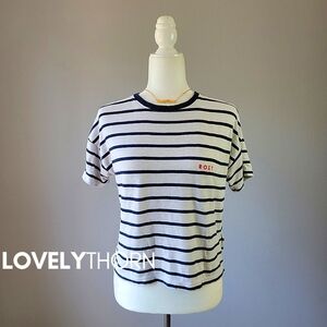 ROXY // my eternal lover c cropped short sleeved tee navy white stripes